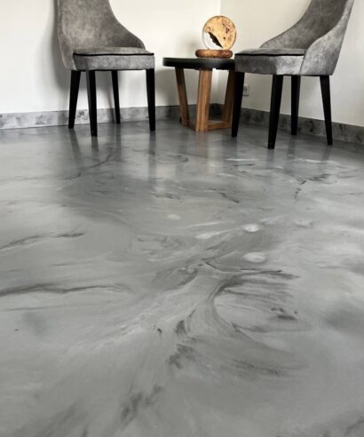 Pigment Sol en résine epoxy gris effet marbre